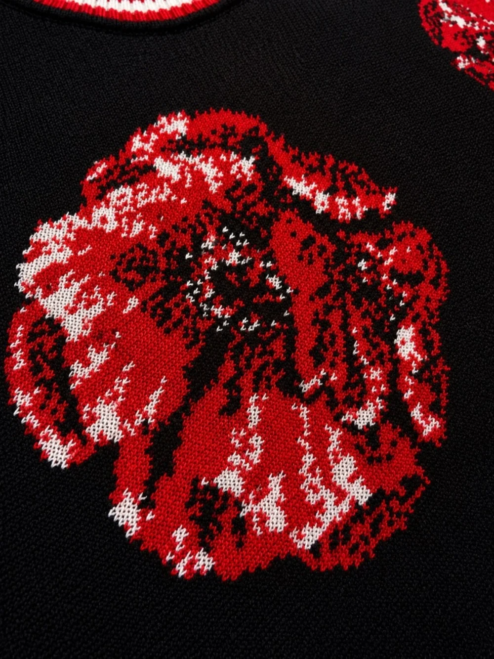 Designer Zalevskiy Black Red Poppy Knit Sweater Dress Size S Rare Statement Piec - Picture 4 of 14